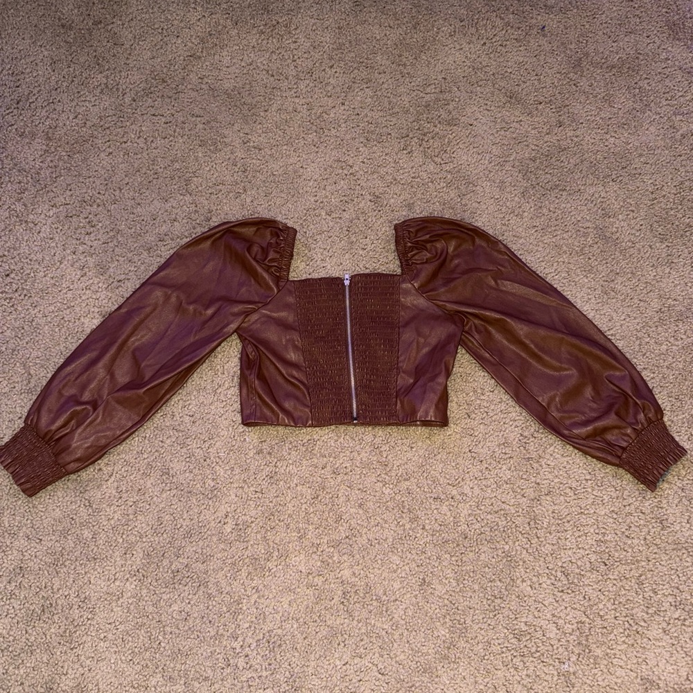 Avec Les Filles Brown Leather Jacket Timeless Elegance